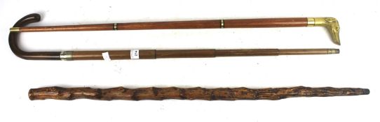 A collection of three walking canes.