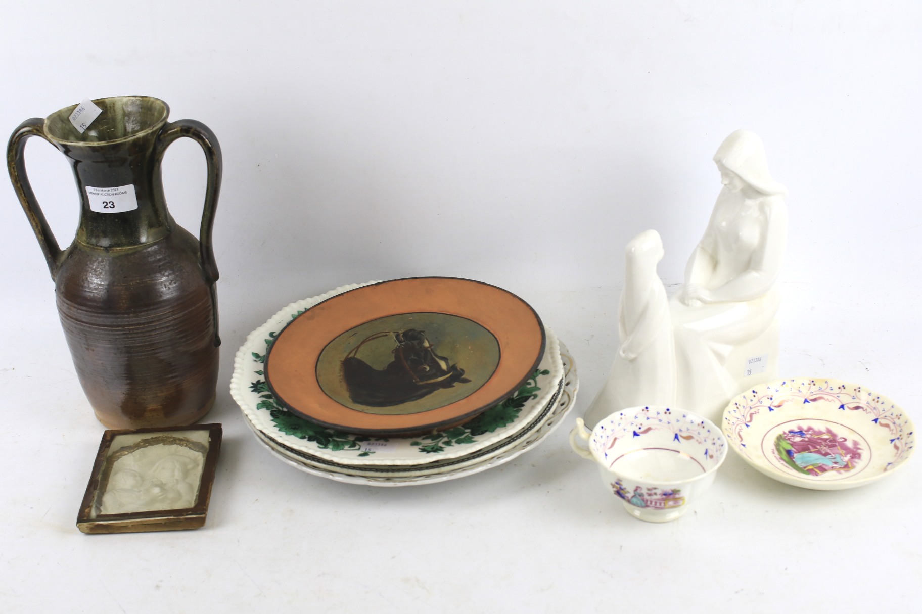 An assortment of 19th Century and later ceramics.