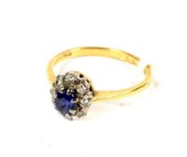 An 18ct gold sapphire and diamond dress ring.