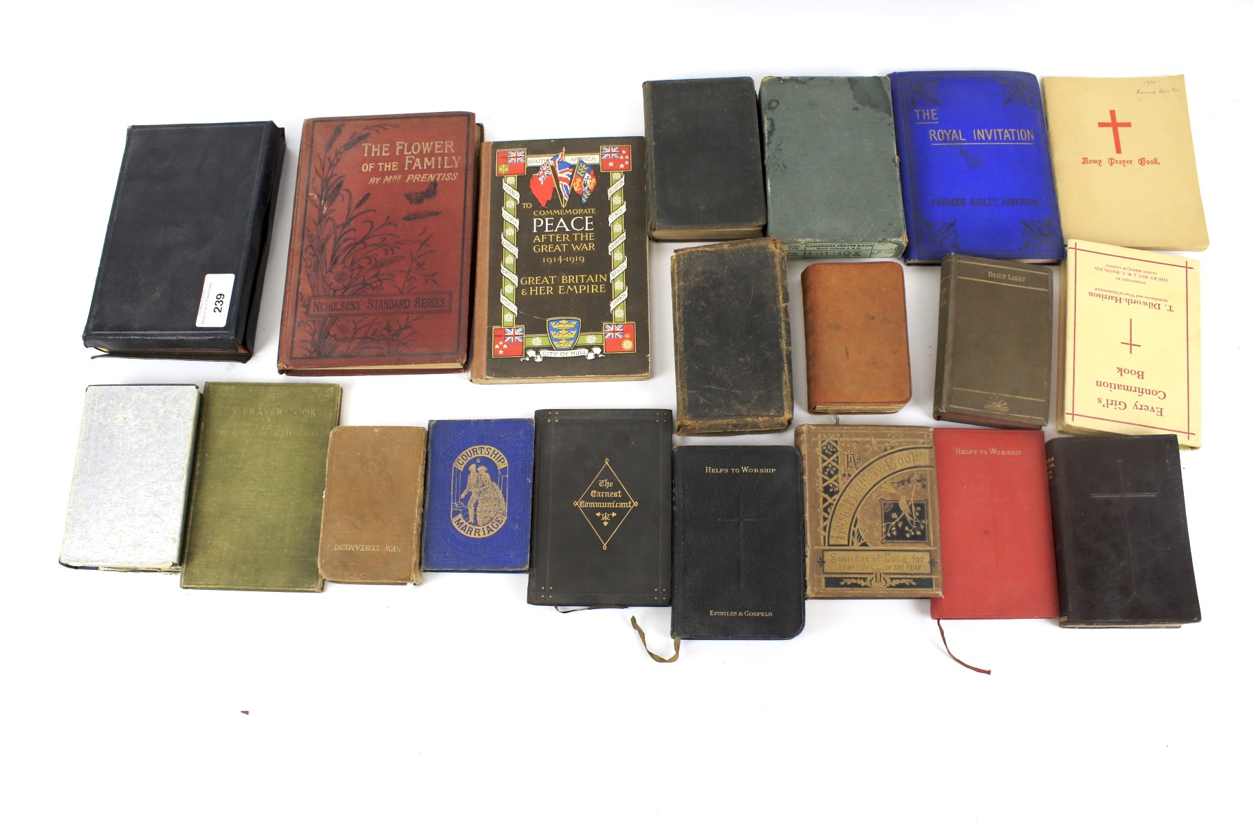 An assortment of 19th century and early 20th century prayer books.