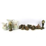 A collection of seven assorted Lillyput Lane model cottages and other ceramics.