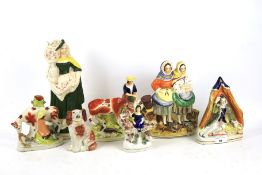 Collection of mainly Victorian Staffordshire flat back figures.