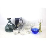 Assorted glassware. Comprising two decanters and various glasses, etc.