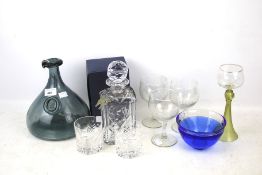 Assorted glassware. Comprising two decanters and various glasses, etc.