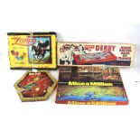 Four vintage family games. Including Walt Disney's 'Zorro Race Game', Chad Valley, etc.