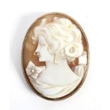 A 9ct gold framed cameo brooch of large proportion hallmarked Sheffield. 4.