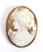 A 9ct gold framed cameo brooch of large proportion hallmarked Sheffield. 4.