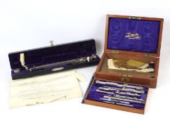 Collection of draughtsman's drawing tools. Including JA Miles drawing set in wooden box etc.