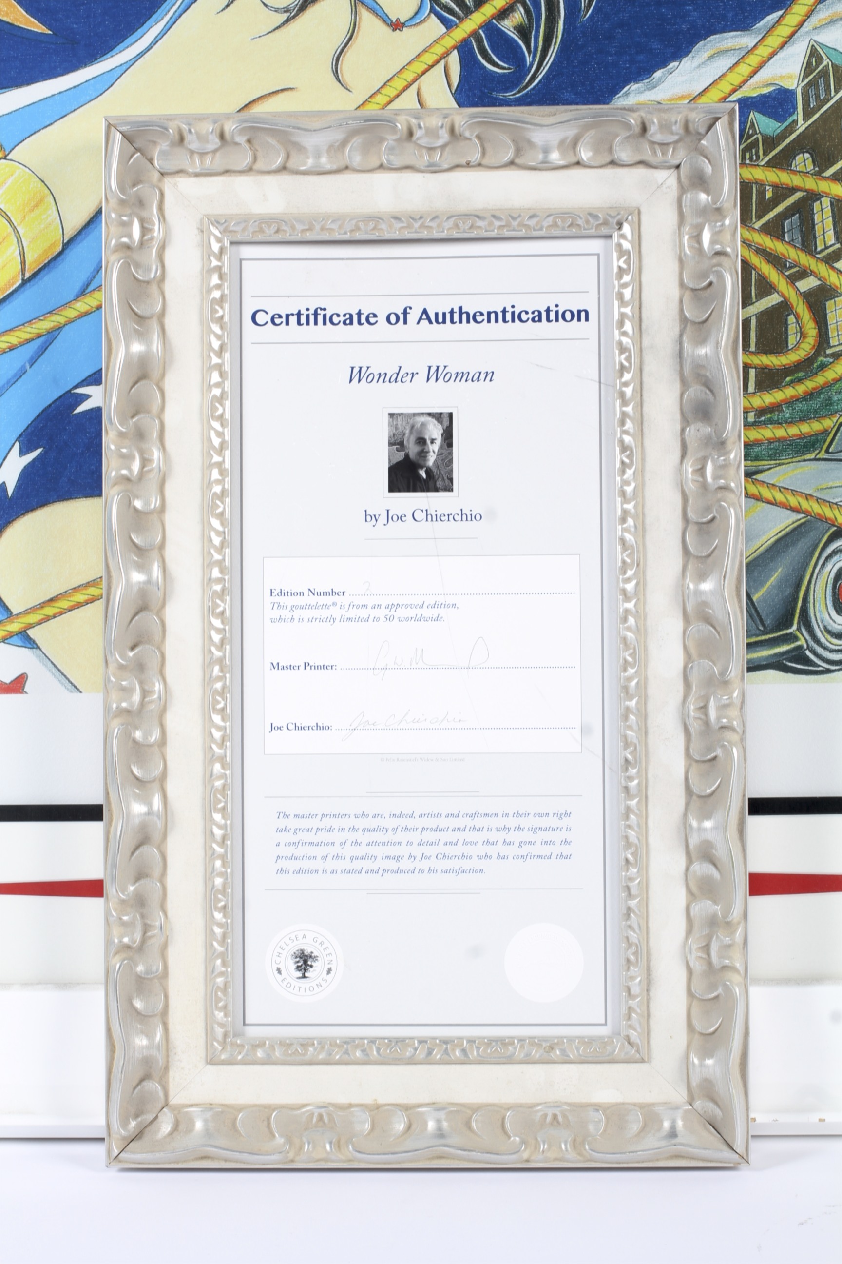 A limited edition framed Wonder Woman print and certificate by Joe Chierchio. - Image 3 of 3