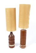 Two retro wooden table lamps, circa 1960-70s.