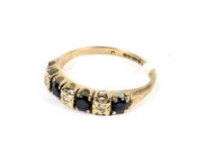 A 9ct gold sapphire and diamond dress ring.