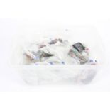 A large quantity of costume jewellery necklaces of various colours and shapes in a box