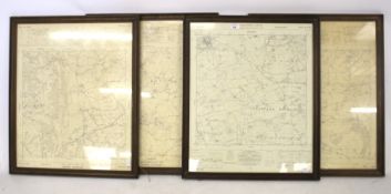 Four OS maps in frames. Showing areas of Herefordshire and Shropshire.