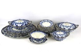 A vintage F & Sons Dudley Burslem blue and white dinner service.