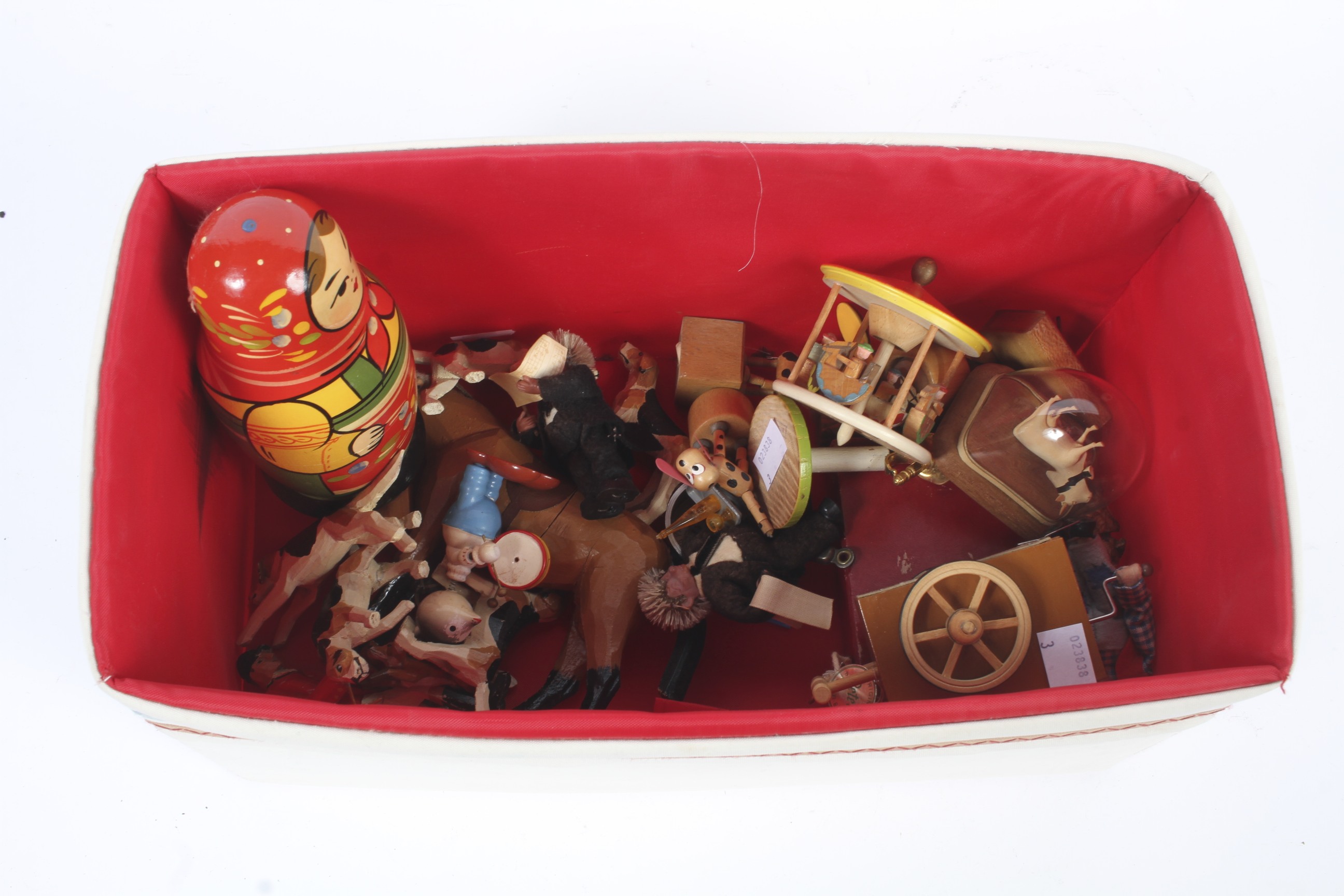 An assortment of wooden toys.