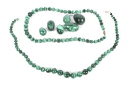 Two Zambian malachite necklaces of graduated beads. Necklaces both 52cm long.