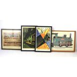 Four framed reproduction prints of railway posters. Comprising 'South For Winter Sunshine', 30.