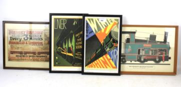 Four framed reproduction prints of railway posters. Comprising 'South For Winter Sunshine', 30.