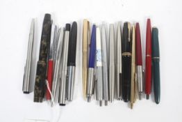 Assorted fountain and other pens,