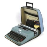 A vintage portable Olivetti Lettera 32 manual typewriter.