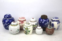 A collection of ginger jars. Good range of styles and sizes noting Masons, etc.
