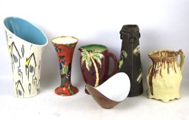 Six Beswick and Bretby vase
