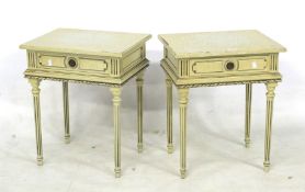 A pair of French style bedside tables.