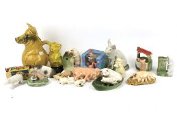 An assortment of pig related collectables.