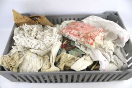 A quantity of Victorian linen and lace. A good range including tablecloths, etc.