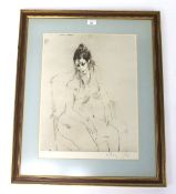 Harold Riley (1934-) signed limited edition print. 'Study of a woman', 1/72, 41.