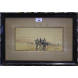 A contemporary watercolour. 'French Cavalry Sahara', unsigned, 29cm x 14.