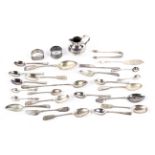 A collection of silver and plated flatware, an EPNS 'Jersey cream jug' and two napkin rings.