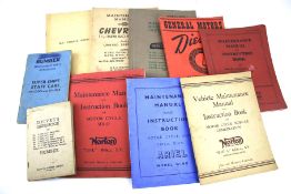 Ten WWII vehicle instruction books. Including a 'Drivers Manual' for motorcycles, etc.