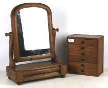 A 20th century dressing table mirror and table top chest of drawers.