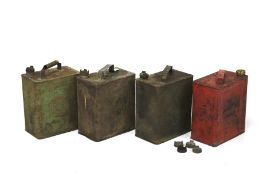 Four vintage petrol cans.