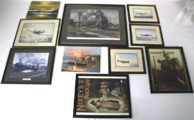 Ten assorted prints and paintings.