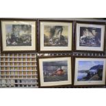 Five David Weston railway prints.