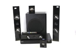 A Samsung DVD surround sound speaker home cinema system.