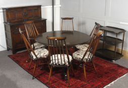 A vintage Ercol dining room suite of furniture.
