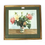 A watercolour depicting a still life of roses. Signed 'S.G.R.