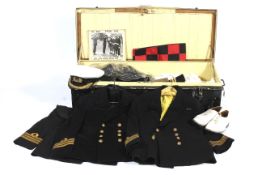 An officer's Naval Air Service metal uniform trunk and contents.