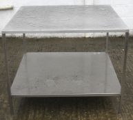 A stainless steel preparatory table.