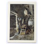 Attributed to ME Cooper RSA (act. 1882-88), a watercolour scene of a hayloft. 29.5cm X 44cm exc.