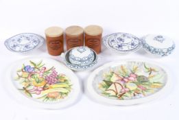 An assortment of mixed ceramics. Including two Italian dishes, L48.