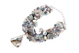 A large 925 silver and mother of pearl ladies choker necklace. 123 grams.