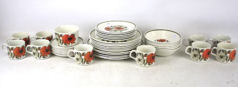 A mid-century Meakin 'Poppy' pattern diner and tea service.
