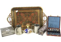 An assortment of 20th century and later metalware.