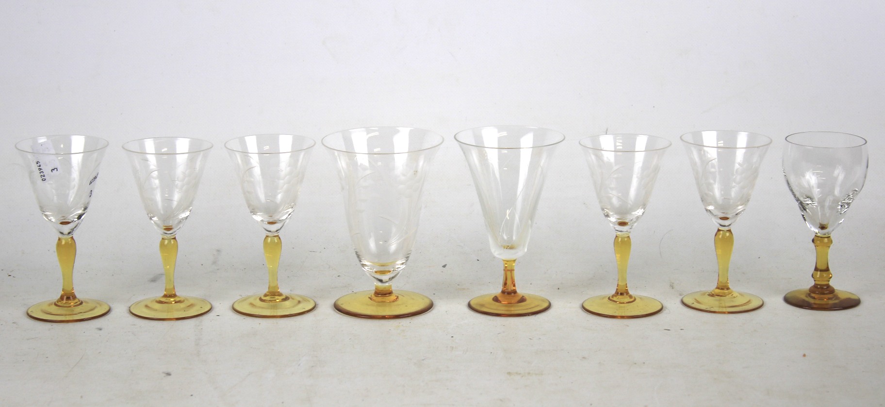 A set of eight 20th century drinking glasses.