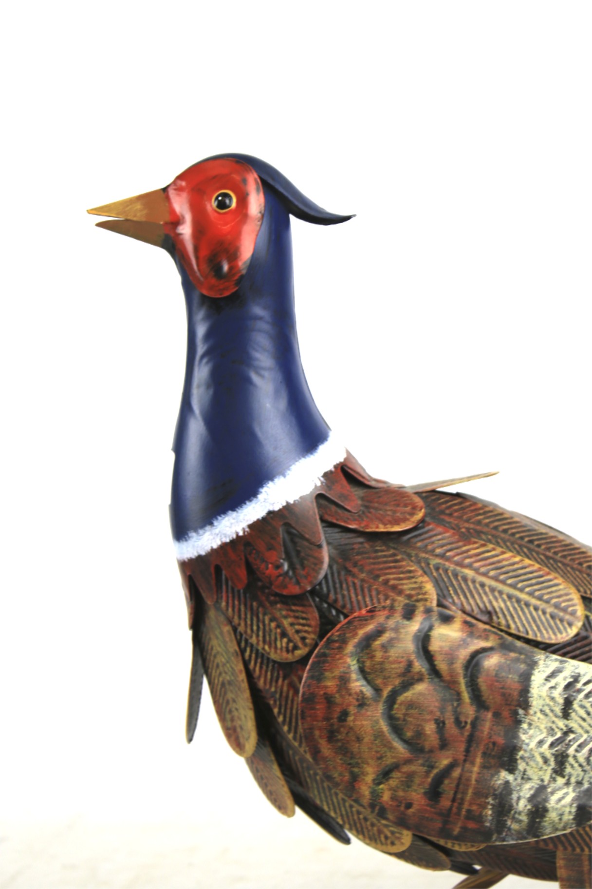A contemporary pressed metal painted pheasant figurine. - Image 2 of 2