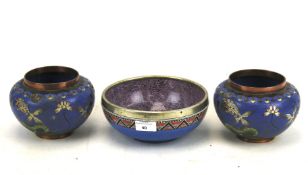 A pair of enamel bowls and an S Hancock & Sons ceramic bowl.